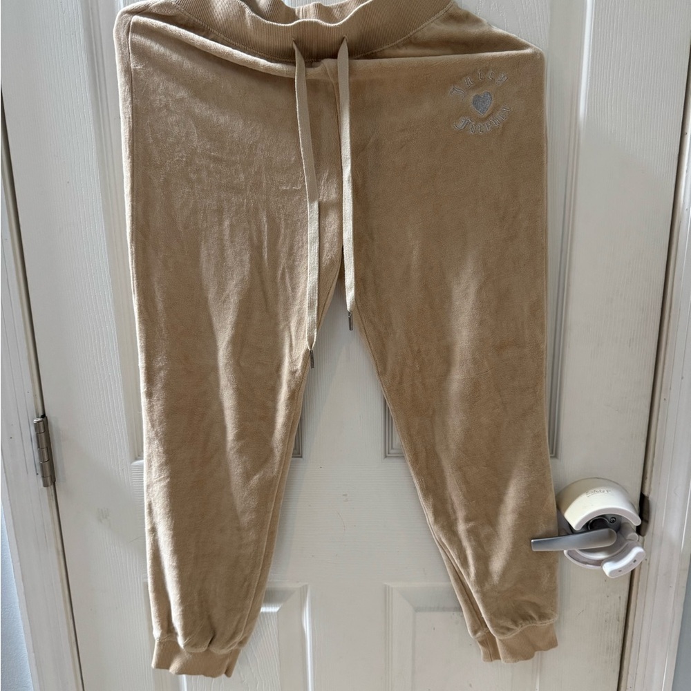 Juicy Couture Tan Velour Sweatpants with Elastic Cuffs